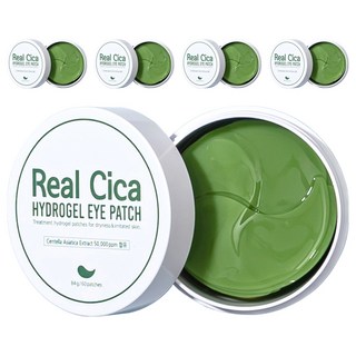 Prreti Real Cica 積雪草水凝膠眼膜 低刺激性 鎮靜保濕 緊密貼合, 60片, 5罐