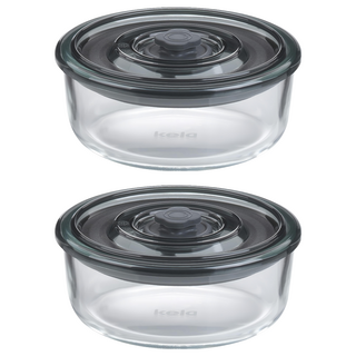 kela Aurelia 可微波玻璃密封保鮮盒 圓形 170ml, 玻璃保鮮盒本體(圓形170ml) + 密封蓋(含矽膠圈）, 2個