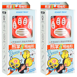 ECHain TeCH 熊掌防蚊啪啪扣, 檸檬尤加利精油, 香茅精油, 1.5g, 2盒
