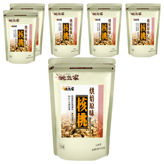 元氣家 烘焙原味核桃 輕度烘焙 無調味 大顆飽滿果實 安心食用, 200g, 6包