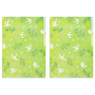 日本 MIDORI 3層資料夾 A4, 白鳥 綠色, 2個