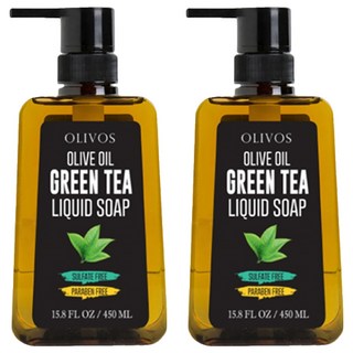 OLIVOS 奧莉芙的橄欖手工皂 土耳其冷壓初榨橄欖油液態 綠茶 問題肌推薦, 450ml, 2個