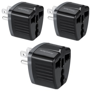 PowerSync 群加 萬國轉換台灣3P插頭 TYAD0, 4.3cm, 黑色, 3個