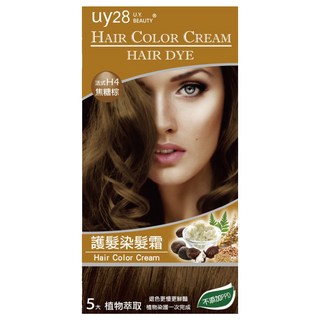 uy28 優雅美體 護髮染髮霜, 法式焦糖棕色, 1盒
