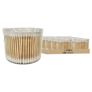 小麥購物 竹棒雙頭棉花棒 S313 7.3cm 雙圓頭 119g, 500支, 8罐