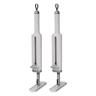 FAmILyLIFE 生活 免髒手360度萬向小拖把 1拖2布 YG-213-G 銀河灰, 2支