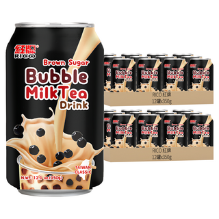 RICO 紅牌 珍奶 療癒系 黑糖撞奶 台灣經典風味 方便攜帶, 350g, 24罐