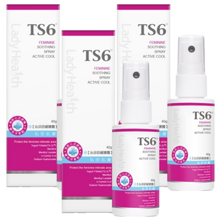 TS6 護一生 沁涼舒緩噴霧 水感清涼 雙效薄荷涼感因子 清新木質香調 私密肌膚適用, 40g, 3瓶