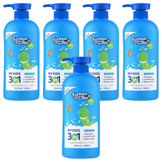 Formal Bee KiDS 3合1 嬰幼兒洗髮精+潤髮乳+沐浴乳, 1L, 5瓶