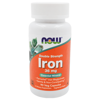 Now 鐵 36mg 雙倍強度 素食膠囊, 90顆, 0.45g, 1罐