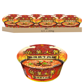 統一 滿漢大餐 麻辣鍋牛肉麵 204g, 6入
