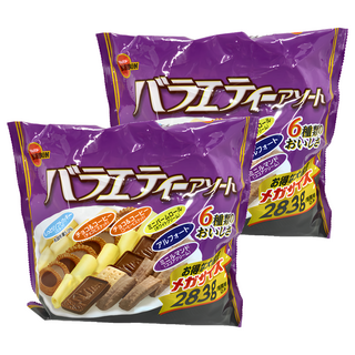 BOURBON 北日本 6種類綜合餅乾, 牛奶軟餅乾 6包 + 阿爾夫特 6包 + 白奶油風味 6包 + 可可奶油風味 8包 + 巧克力風味 6包 + 咖啡風味 6包, 2袋