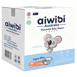aiwibi 愛薇彼 清新乾爽黏貼型紙尿褲 6~11kg, M, 144片