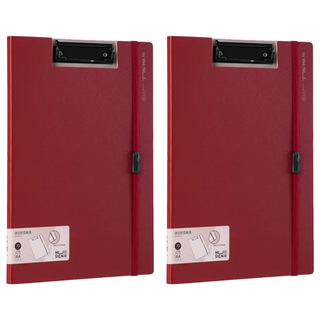 NUSIGN 折疊板夾 折疊 A4 展開A3 NS180, 紅色, 2個