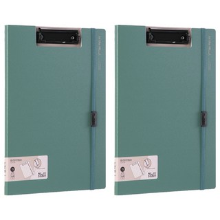 NUSIGN得力折疊板夾 NS180 綠色 可夾70張紙 金屬夾 高彈緊繩固定 A4/展開A3, 2個