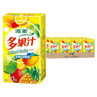 波蜜 綜合果汁 多種水果精華, 250ml, 24入