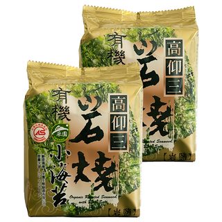 高仰三 有機岩燒小海苔9切, 嚴選韓國無汙染海域, 搭配佐料更好吃, 酥脆好吃, 11g, 2包