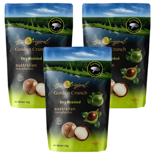 Golden Crunch Macadamias Australia 頂級夏威夷果 帶殼原味, 3個, 225g