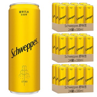 Schweppes 舒味思 通寧汽水 百搭調酒 輕鬆在家享受品味調飲 含奎寧 氣泡口感 英國品牌, 330ml, 72罐