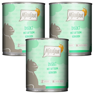 MjAMjAM 魔力喵 主食罐 9號 貓飼料, 麵包蟲+雞肉, 3個, 800g