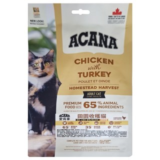 ACANA 愛肯拿 成貓用 田園收穫貓糧, 放養雞肉 + 火雞肉 + 藍莓, 340g, 1包