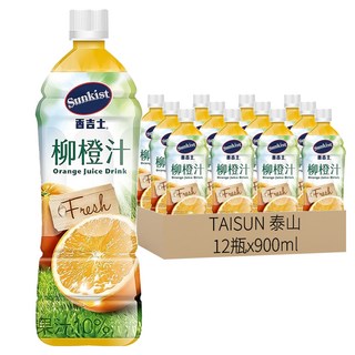 TAISUN 泰山 Sunkist 香吉士 柳橙果汁飲料, 900ml, 12瓶