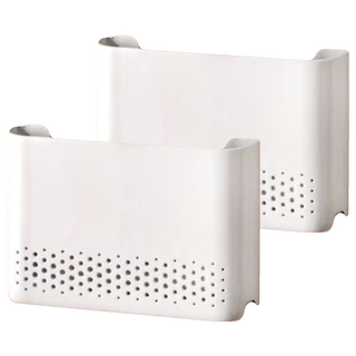 白色工廠 壁掛路由器收納盒 大尺寸 (30 x 22 x 6.5cm) 白色 免打孔壁掛收納, 2個