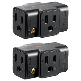 PowerSync 包爾星克 3P轉2P 3插壁插 TC2303N0, 黑色, 2個, 6.48cm