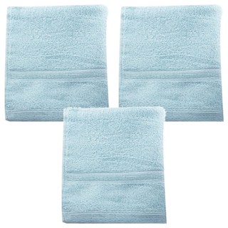 non-no 儂儂 細柔毛巾 棉紗 吸水快乾 雙股紗織造 雙倍吸水 耐磨不掉棉絮, 藍色, 3條