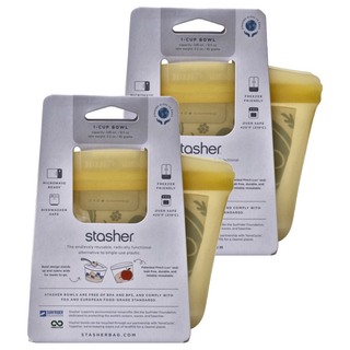 stasher 碗形矽膠密封袋-XS-黃，236ml, 可用於微波爐、烤箱、洗碗機, 2個