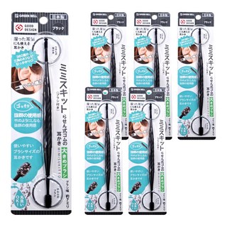 GREEN BELL 綠鐘 雙頭螺旋式挖耳棒 柔軟刷頭, 6支, 1支