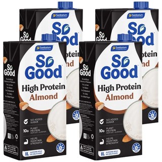 So Good Basic系列 無糖植物蛋白堅果杏仁奶 植物奶 全素可食, 4瓶, 1L