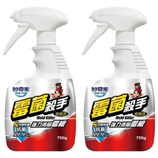 妙管家 霉菌殺手, 快速去除黴菌, 立體泡沫包覆, 5-10分鐘完成清潔, 添加獨特除霉成分, 750g, 2瓶