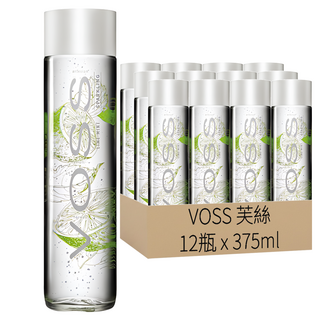 VOSS 芙絲風味氣泡水 萊姆薄荷375ml*12瓶, 無糖零卡，清新爽口，玻璃瓶裝, 375ml