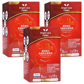 Angel LaLa 天使娜拉 燕窩胜肽膠原飲 水蜜桃風味，養顏美容，潤透光，超彈潤, 10包, 30ml, 3盒