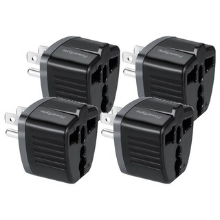 PowerSync 群加 萬國轉換台灣3P插頭 TYAD0, 4.3cm, 黑色, 4個