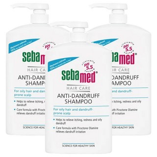 施巴 油性抗屑洗髮乳 pH5.5 微酸呵護 活性Piroctone Olamine抑菌成分 深層清潔配方 乳酸鈉+甘油高保濕, 1L, 3瓶