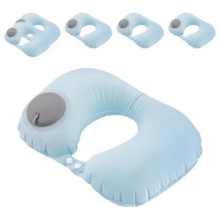 Comefree 涼感充氣頸枕 手壓充氣 輕薄透氣, 40 x 28cm, 沁藍色, 6個