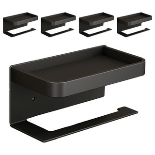 FAmILyLIFE 生活 航太鋁免打孔捲筒衛生紙置物架 免釘膠 無痕貼款 A-231-BK, 極簡黑, 5個