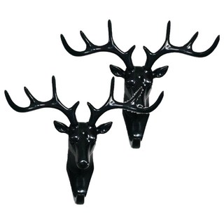 KM生活 北歐風格鹿角掛勾 - 北歐黑 59g, 2個