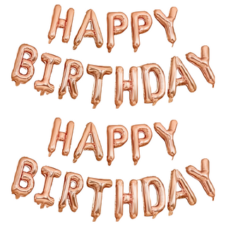生活King 可懸掛生日快樂字母氣球 HAPPY BIRTHDAY Set, 立體氣球 慶生派對裝飾, 玫瑰金, 2組