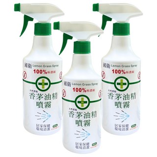 國衛 香茅油精噴霧 100%極濃縮 天然萃取 居家保健 環境清潔, 500ml, 3瓶