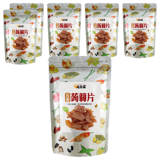 元氣家 高纖五香蒟蒻片 口感Q彈有嚼勁 富含膳食纖維 低卡低熱量 台灣製造, 200g, 6包