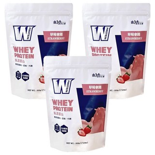 義美生醫 W PROTEIN乳清蛋白飲 草莓拿鐵, 3包, 500g