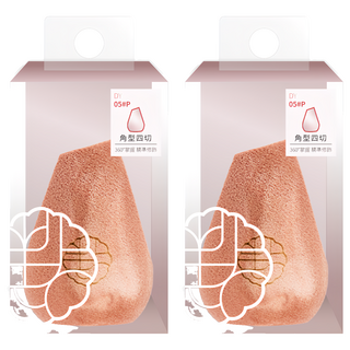 點胭脂 蘭嶼角鴞 角型四切美妝蛋, 大理石棕色, 2個