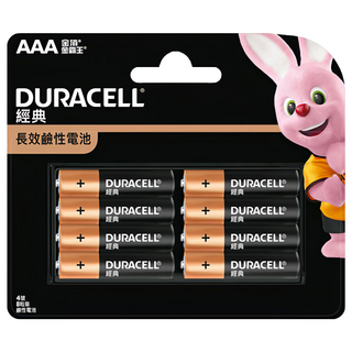 DURACELL 金頂 經典鹼性電池 4號 8入 不添加水銀 電池容量大、電流強 品質穩定、效能高電力持久, 1件