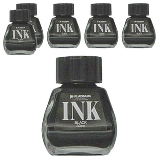 PLATINUM 白金牌 鋼筆專用墨水 INK-400, 黑色, 6瓶