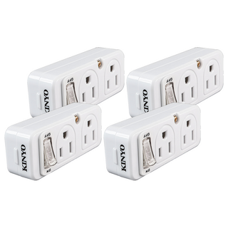 Kinyo 節電1開4插分接器 2孔/3孔, 51mm, 白色, 4個