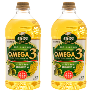 維義 OMEGA3 特級冷壓芥花籽油，低油垢 低油煙 低油爆 全素, 2L, 2瓶