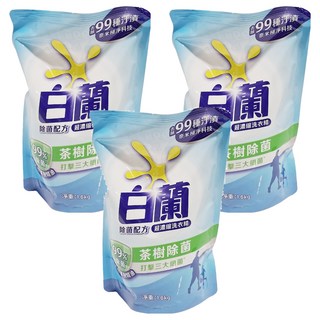 白蘭 超濃縮洗衣精 補充包, 1.6kg, 3包, 茶樹除菌